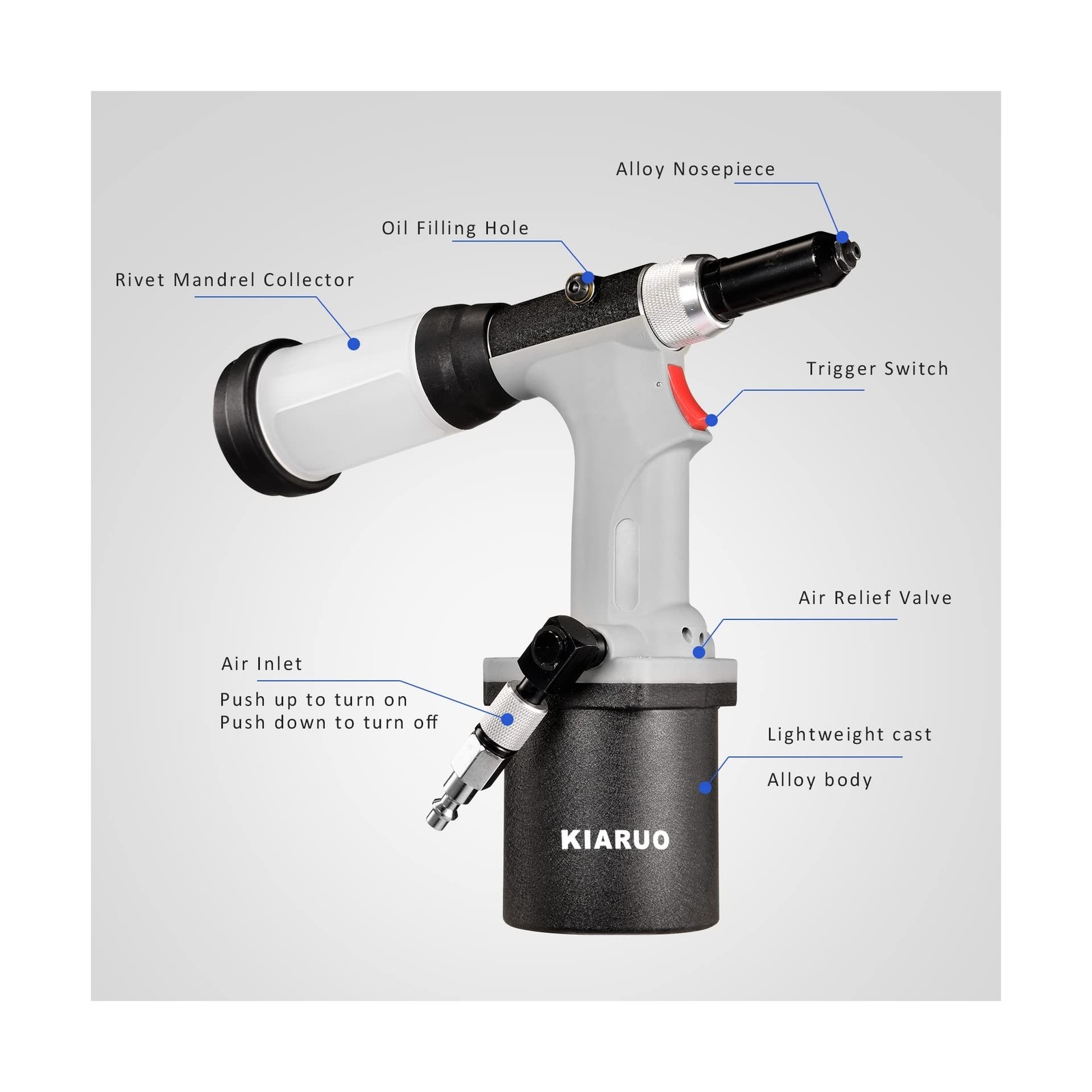 Pneumatic Rivet Gun S30 Self-Suction Air Rivet Gun 3/16″ 5/32″ 1/8″ 3/32″ Hyd…