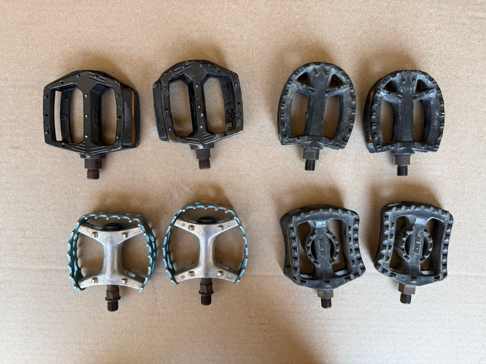 Vintage Old Mid School BMX Pedals – GT, Victor VP Metal Plastic 1/2” 9/16” Lot