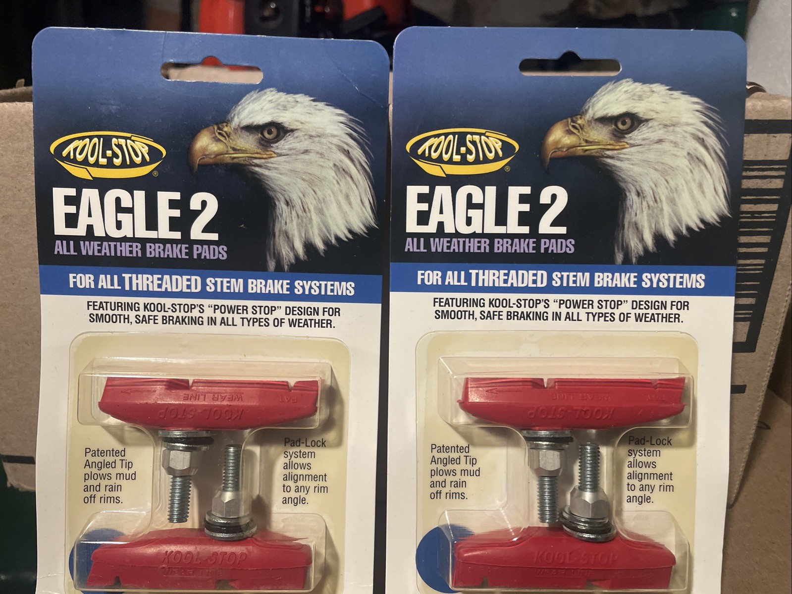 2 Sets Kool Stop Eagle-Claw 4 Pads, Threaded – Salmon