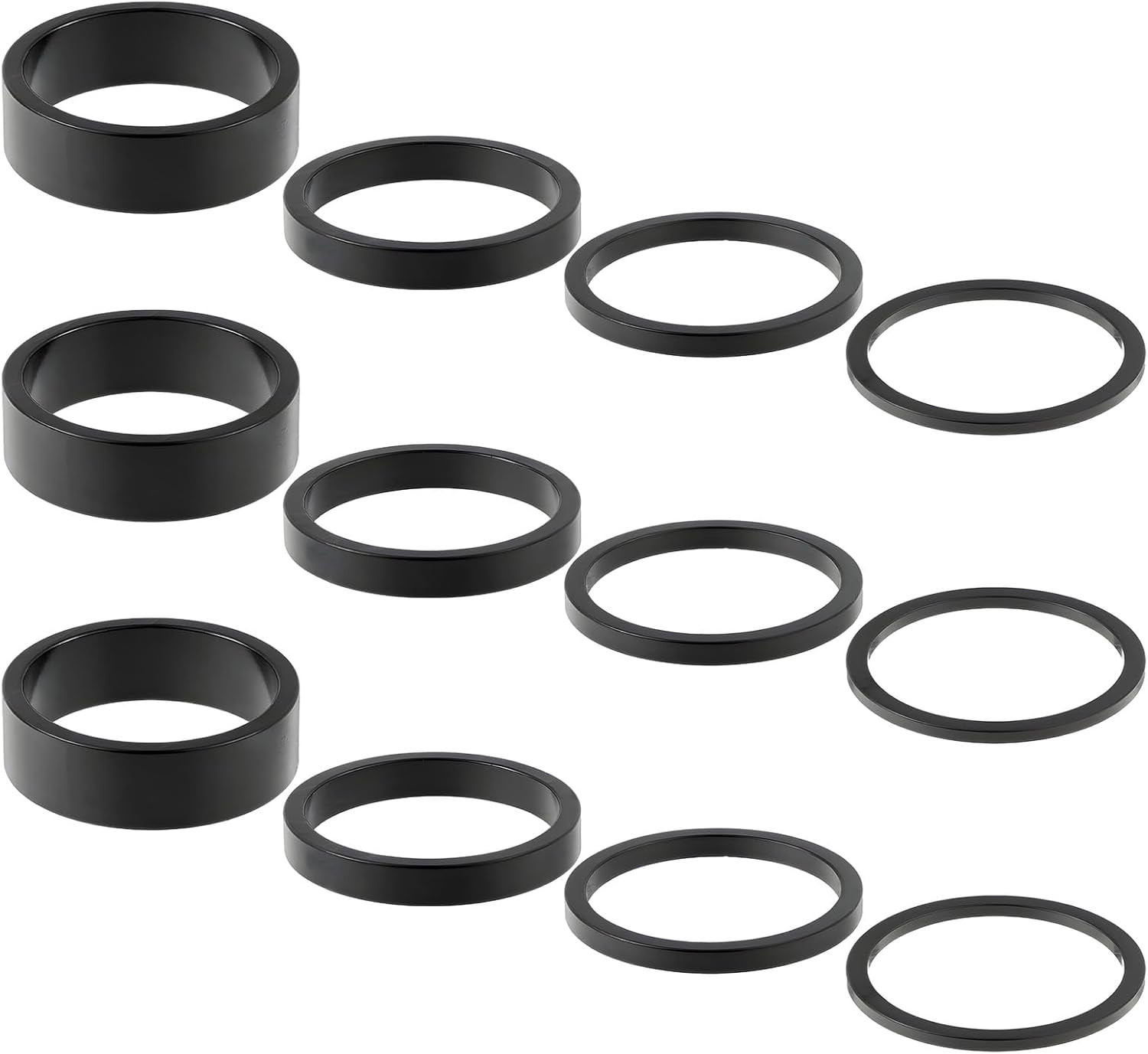 12PCS Aluminum Bike Stem Spacers 1 1/8 – 4 Sizes (2mm, 3mm, 5mm, 10mm) for MTB,