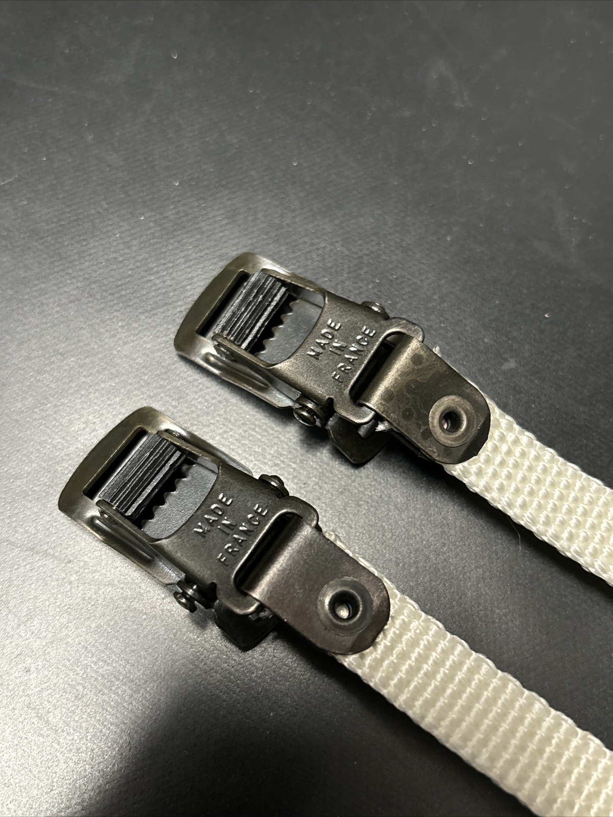 NOS Mt. Christophe White 440mm ATB Nylon Toe Straps Extra Long Fit: Gt Klein SE