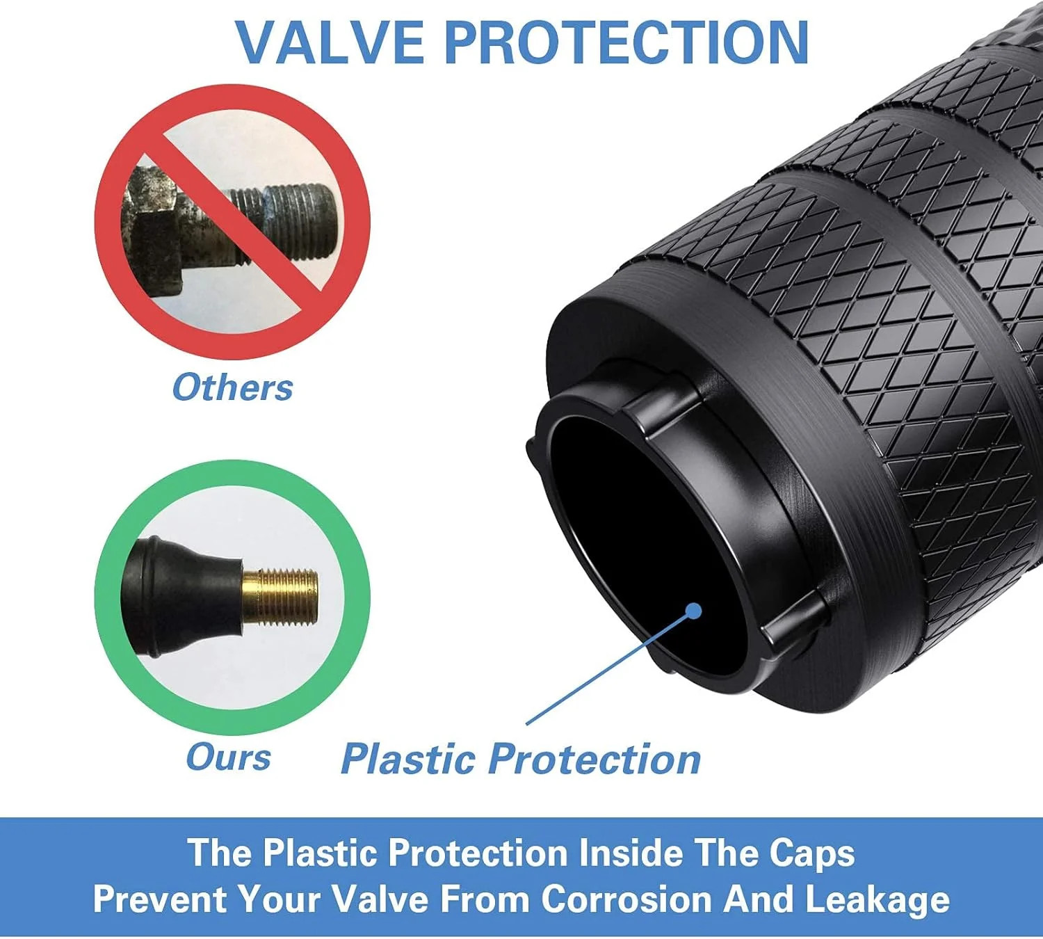 Tire Valve Stem Caps, Black, 4 pcs/Pack, Anodized Aluminum Tire Valve Cap