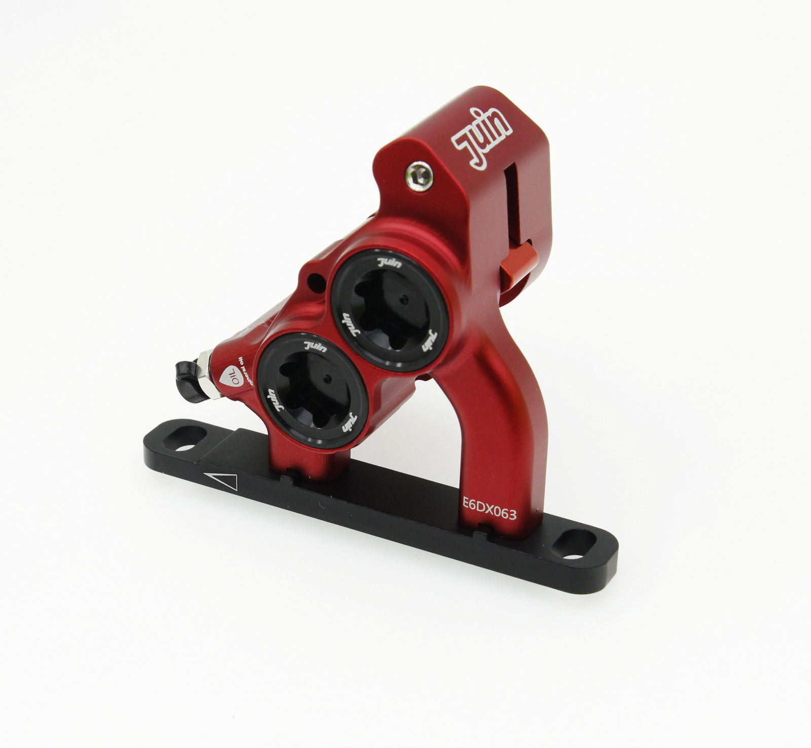 Red Juin Tech ETF 4-Piston Flat Mount Brakes For Shimano Mineral Oil 160mm Set