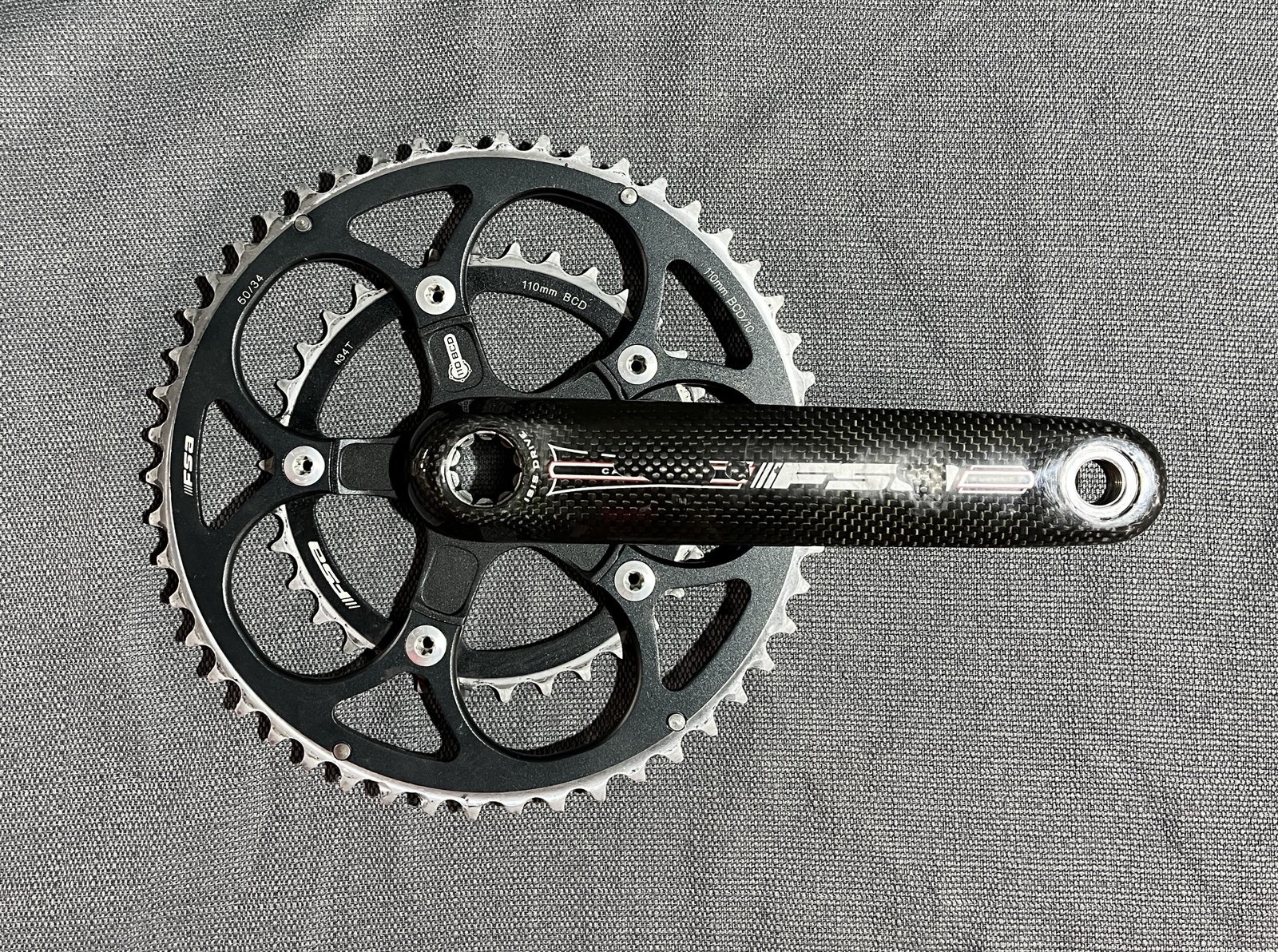 FSA Carbon Pro Compact Crankset 172.5mm 50/34T 5-Bolt 110BCD ISIS Road Bike