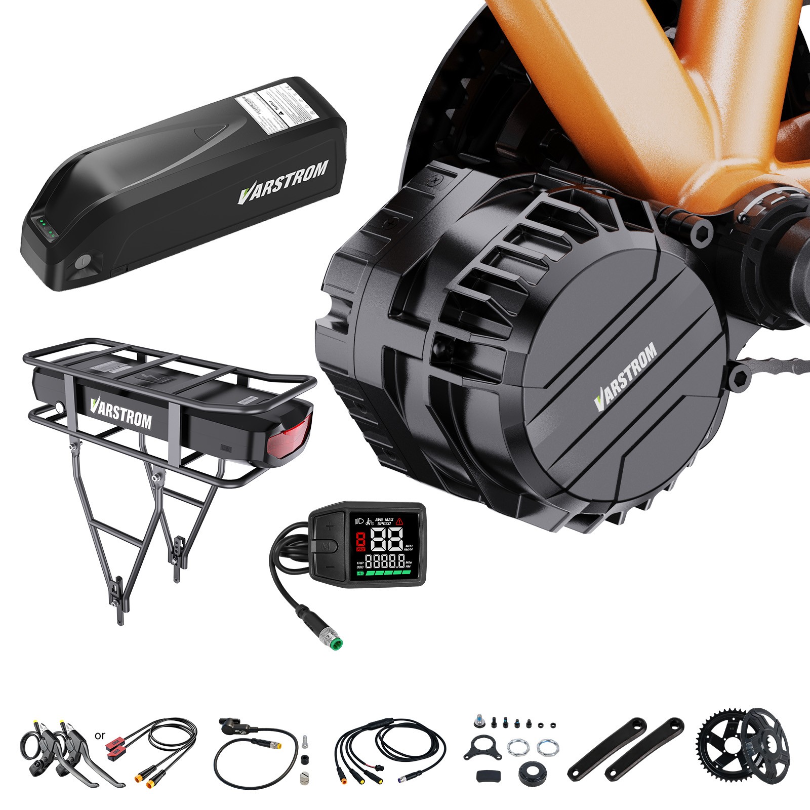 48V750W68-73mm Varstrom Torque Mid Drive Motor Kit EBike Conversion Kits Display
