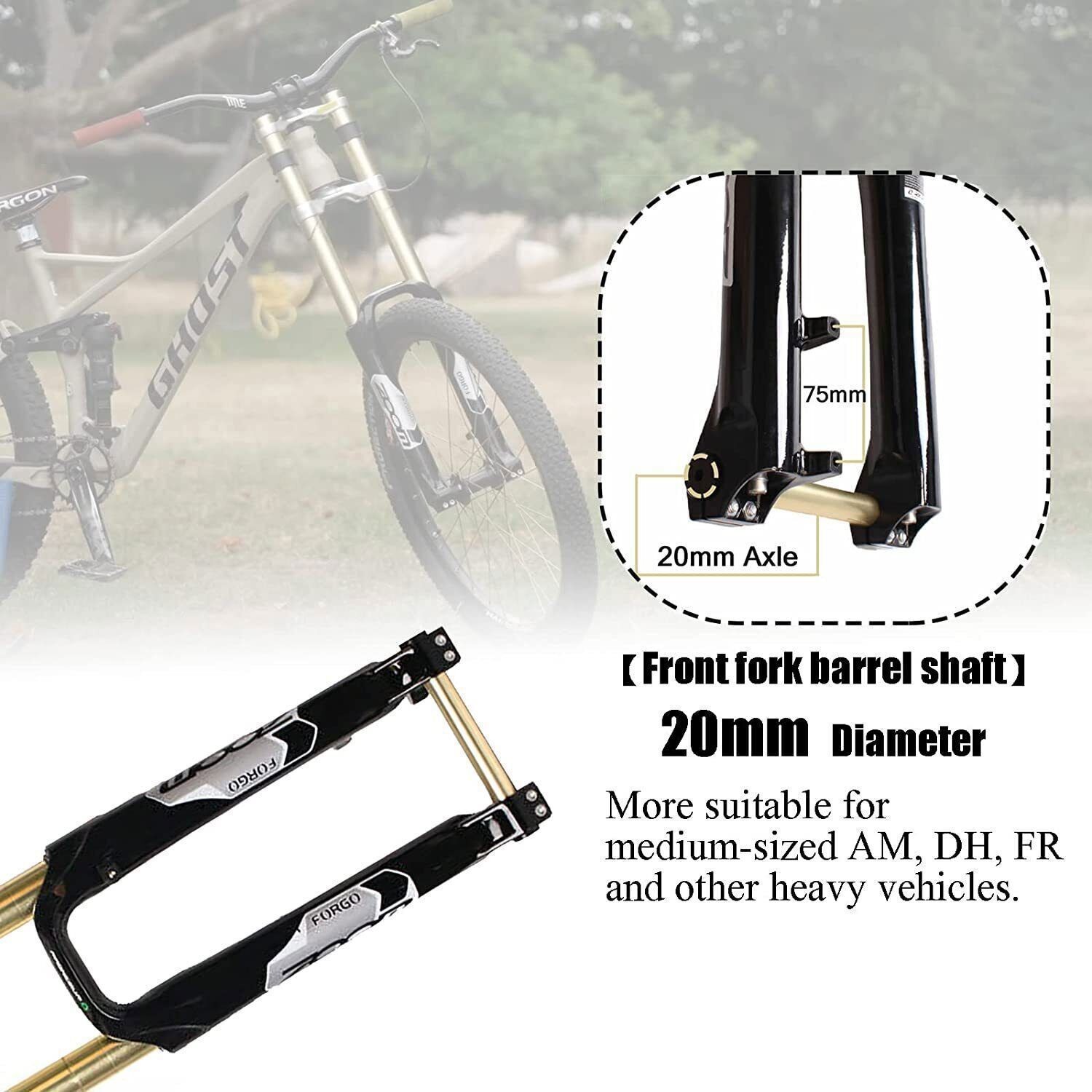 Downhill 26/27.5/29″ MTB Bike Suspension Fork 110*20mm Thru Axle Lockout Disc US