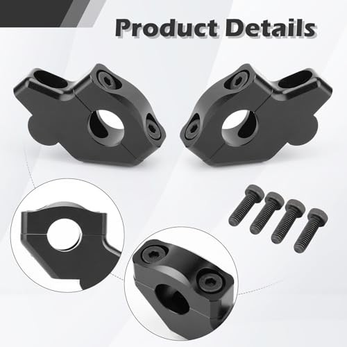 1 1/8″ Handlebar Bar Risers Motorcycle Bar Clamps 28mm Bar for Motorbike Black