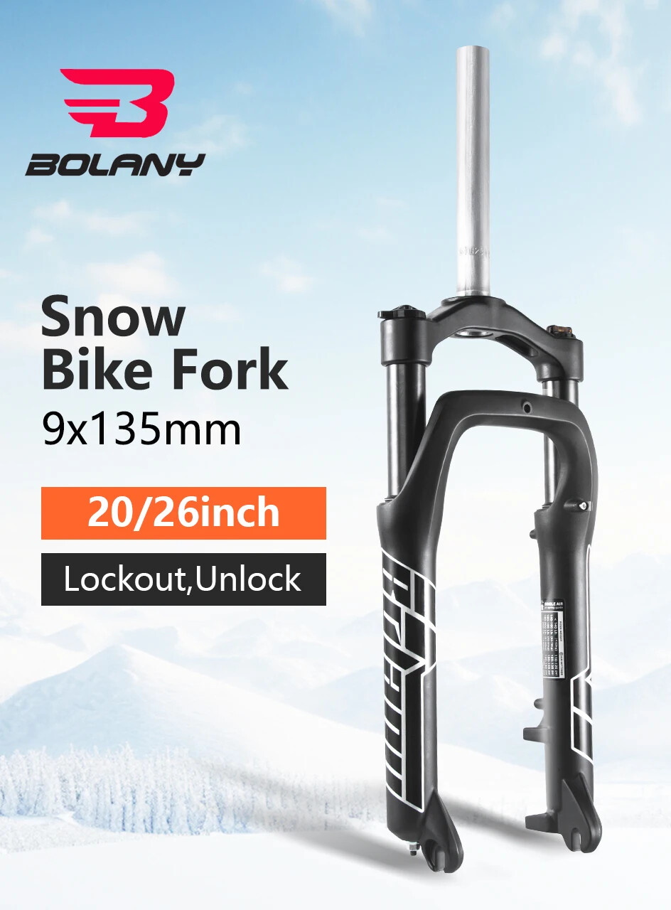 Snow E-bike Supension Air Fork 20/26inch Fat Tire MTB Front Fork 100mm Travel