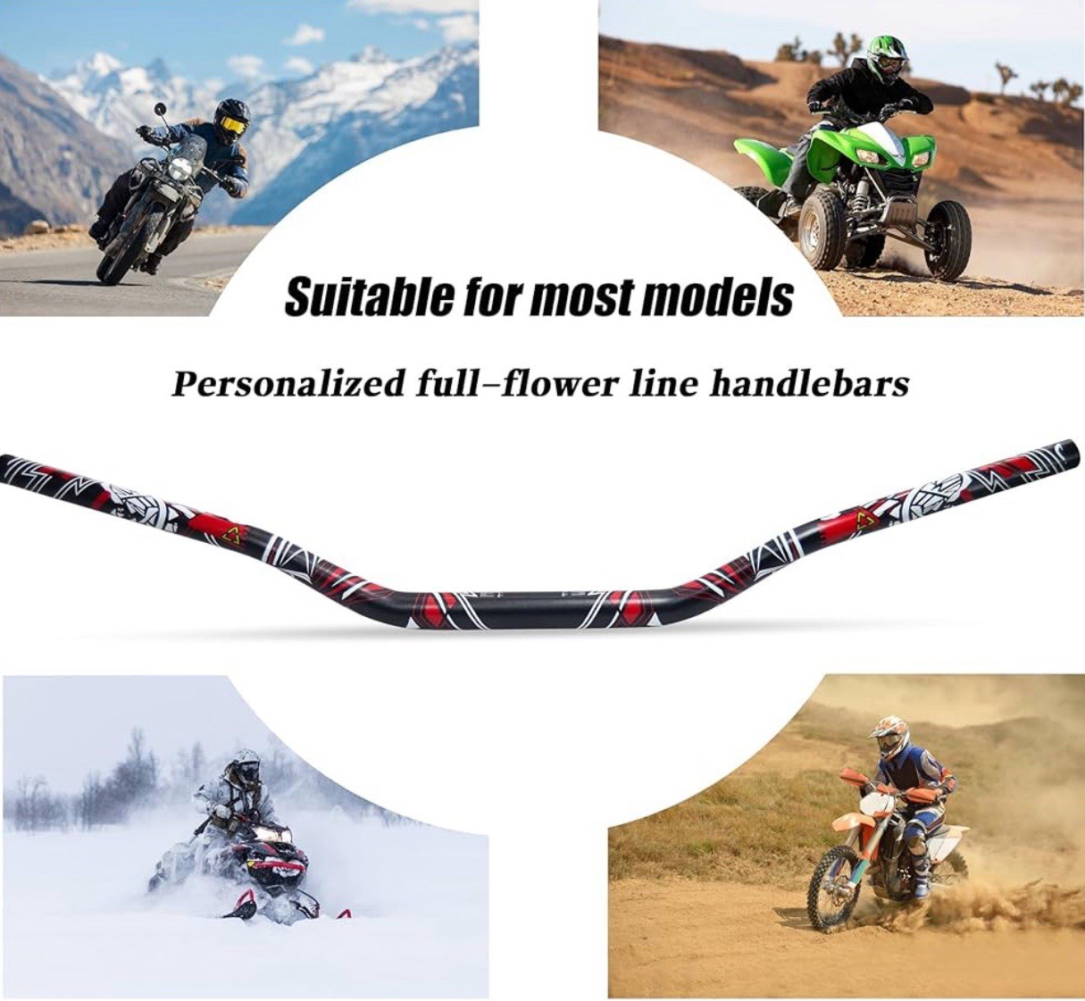 Universal 1 1/8″ 28mm Dirt Bike Handlebars Aluminum,Upgraded Style Black