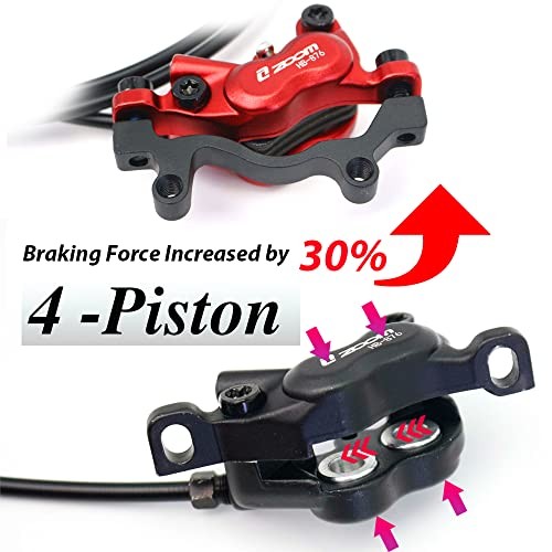 zoom HB876 4-Piston Pre-Bled Hydraulic Disc Left-Front&Right-Rear ZM3000 Red