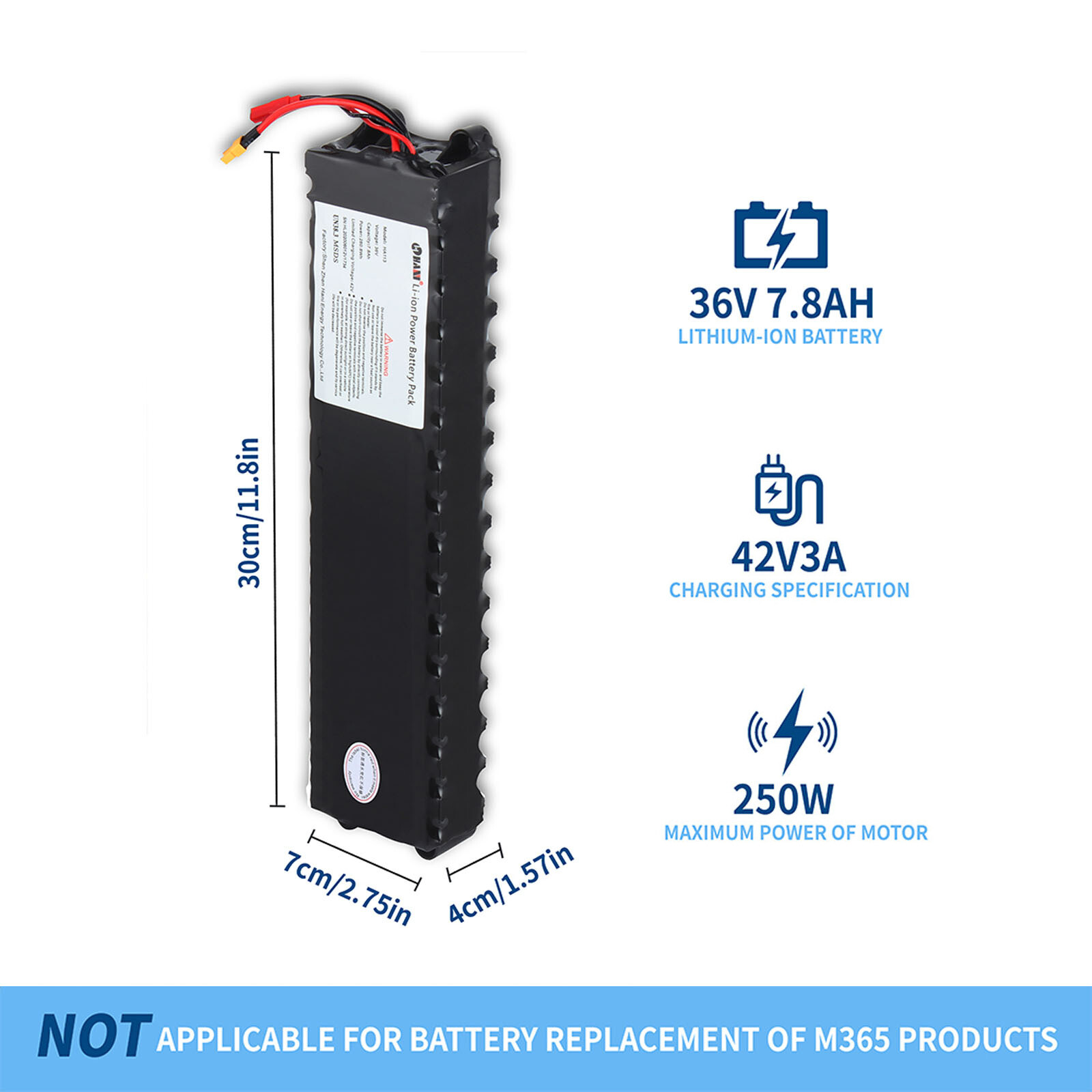 Electric Scooter 36V 7.8Ah Li-ion Battery E Scooter 280.8Wh Motor Max Power 250W