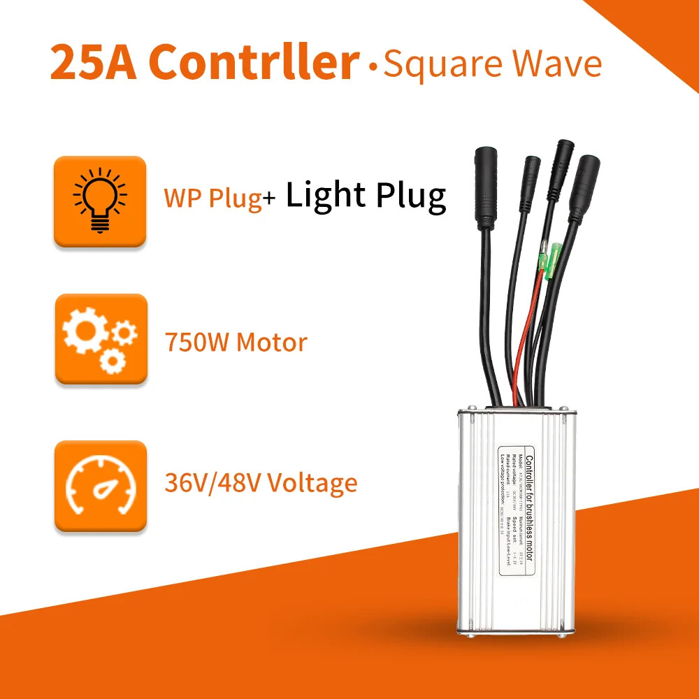 E-bike Controller 36V/48V 250W-1000W Waterproof Plug 15A/17A/22A/25A/30A Motor
