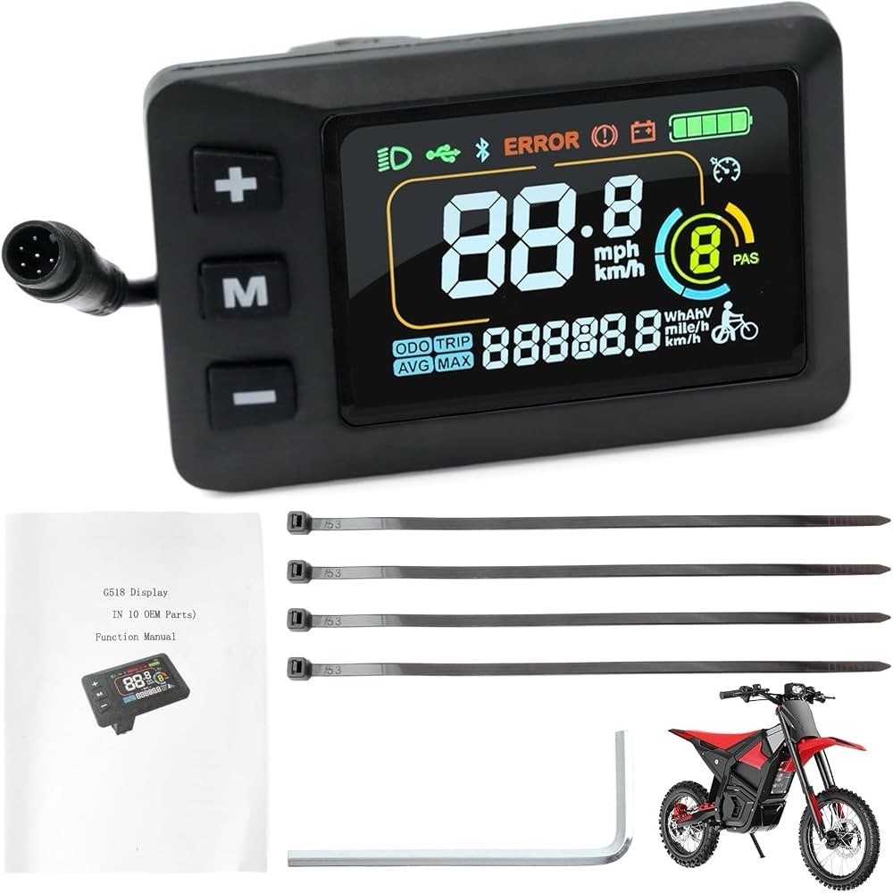 6-Pin G518 LCD Display Screen For Yozma IN10 IN 10 Electric Dirt Bike E-Bike NEW