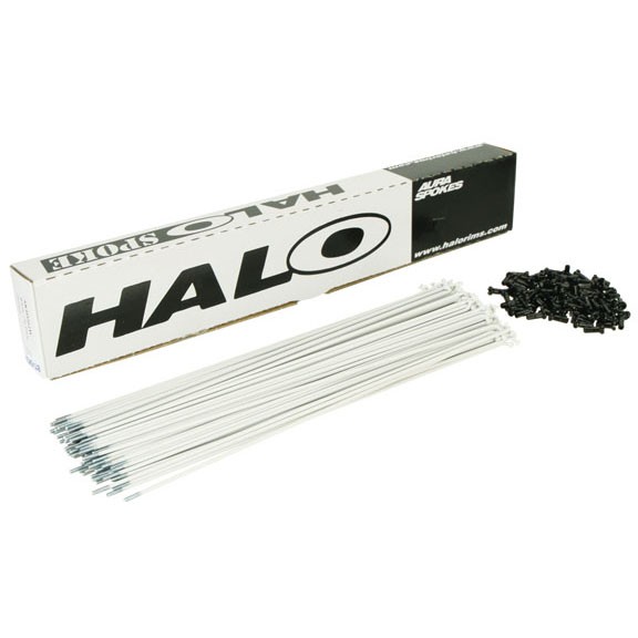 Halo Aura 14g White Powder-Coated Steel Bicycle Spokes 256mm – Pack of 100