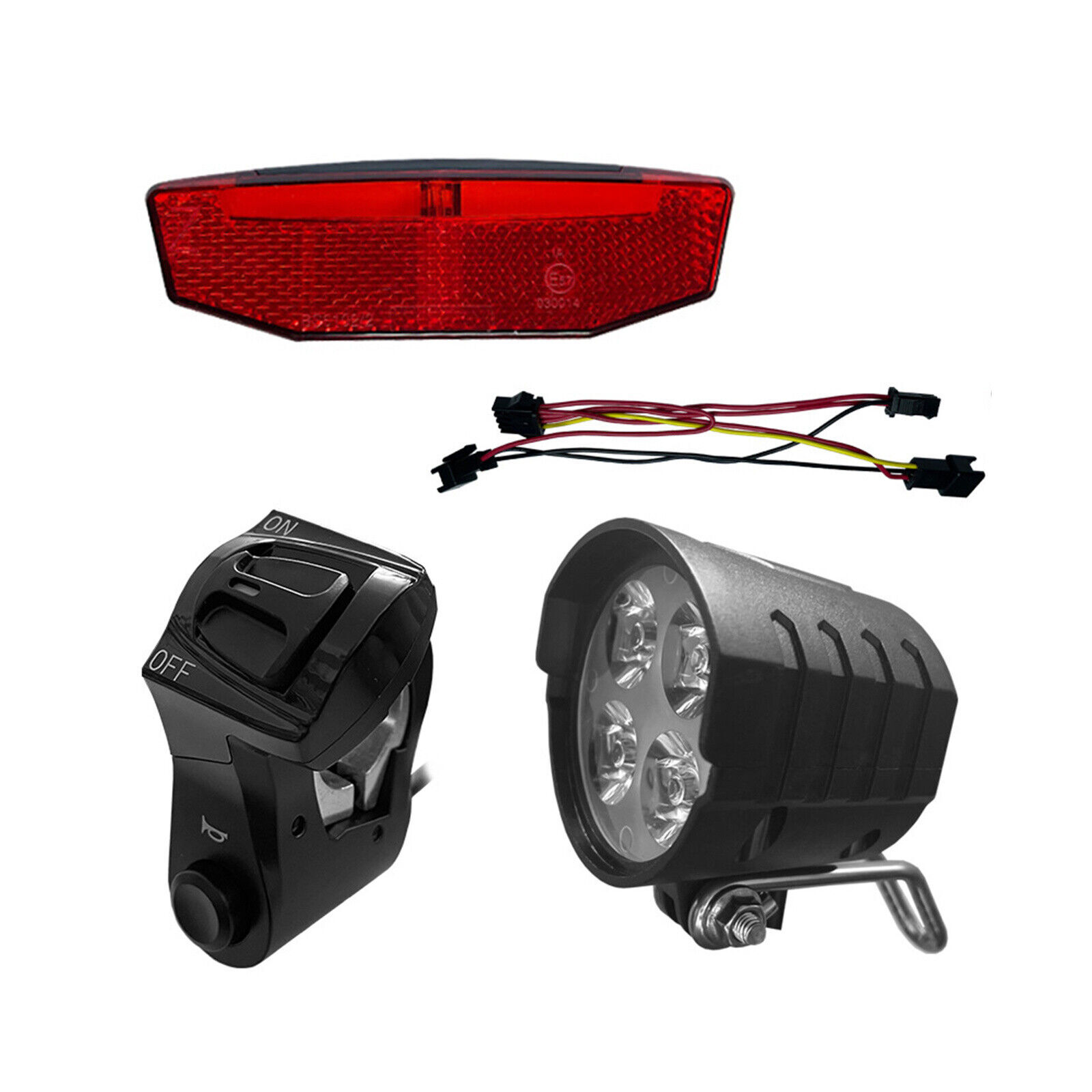 36V/48V/52V/60V 3 in 1 E-Bike Light set Headlight & Tail Light with Horn Switch