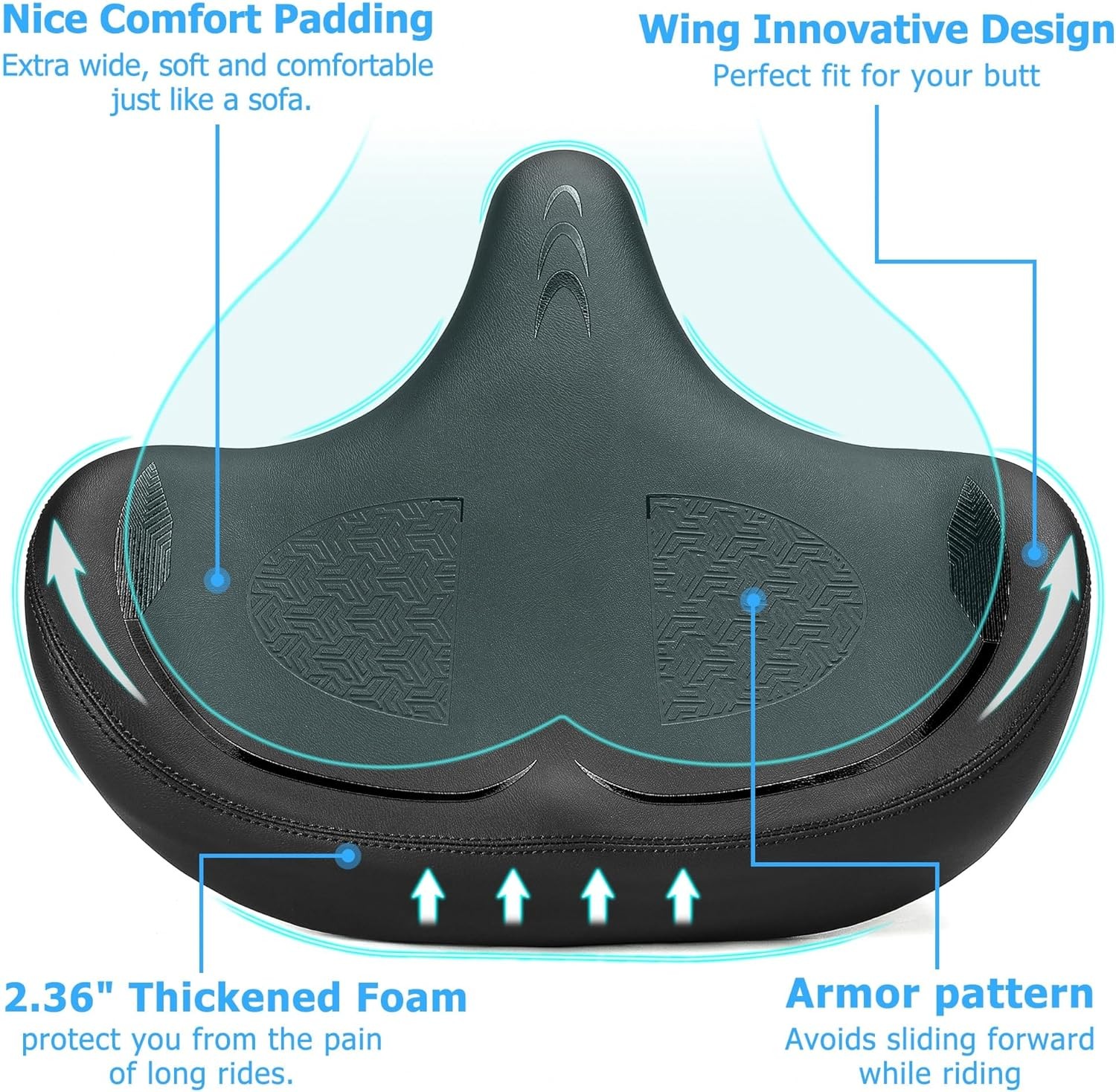 CDYWD Oversized Bike Seat for Men & Women Comfort Extra Wide Bicycle Seat