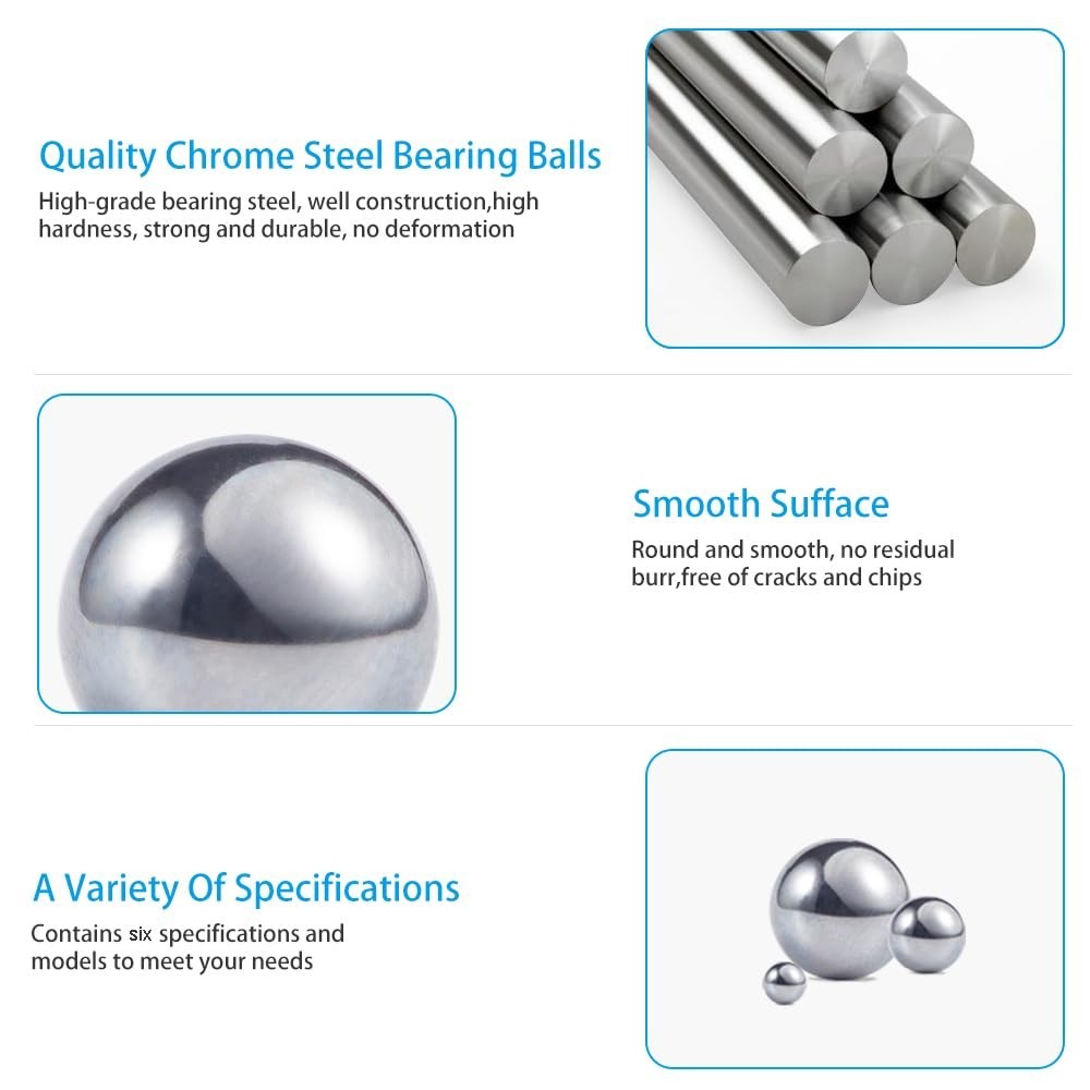 600 Assorted Steel Ball Bearings: Six Sizes for Bicycle and DIY Applications
