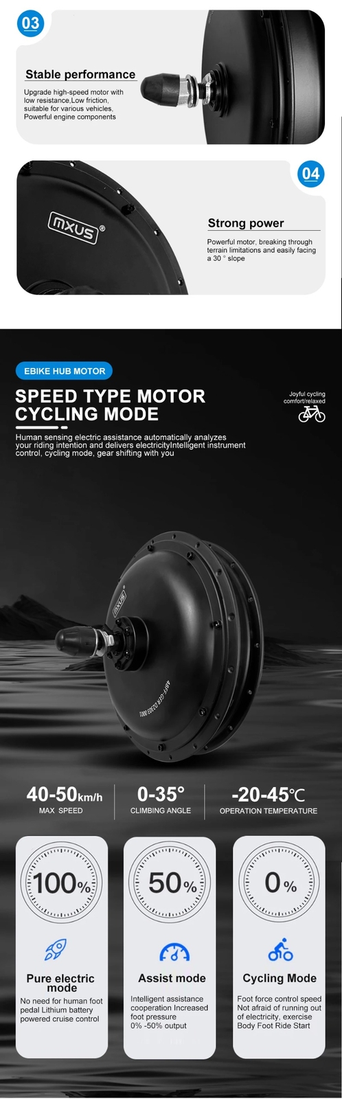 48V 1000W Brushless Non-gear Front Rear Hub Motor Wheel MTB Ebike Conversion Kit