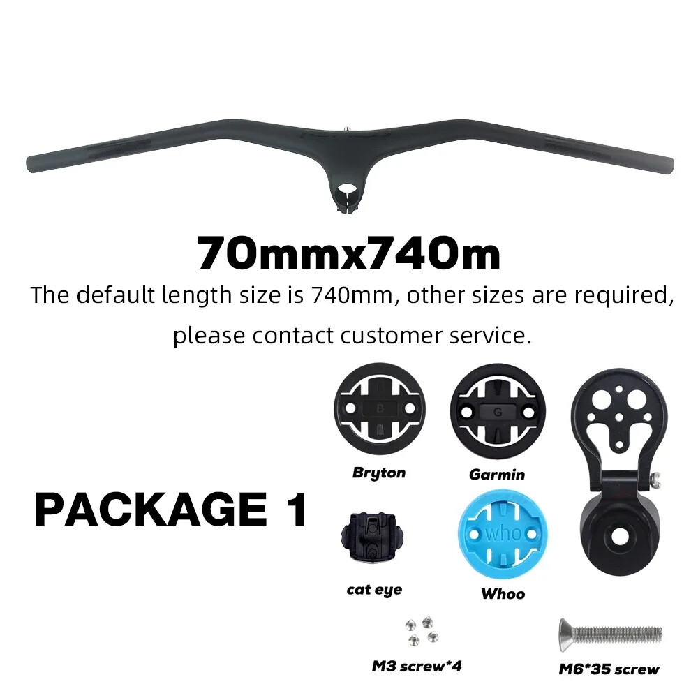 Carbon Fiber XC Mountain Bike Integrated Handlebar 9/10 Degrees 70-100mm*740mm