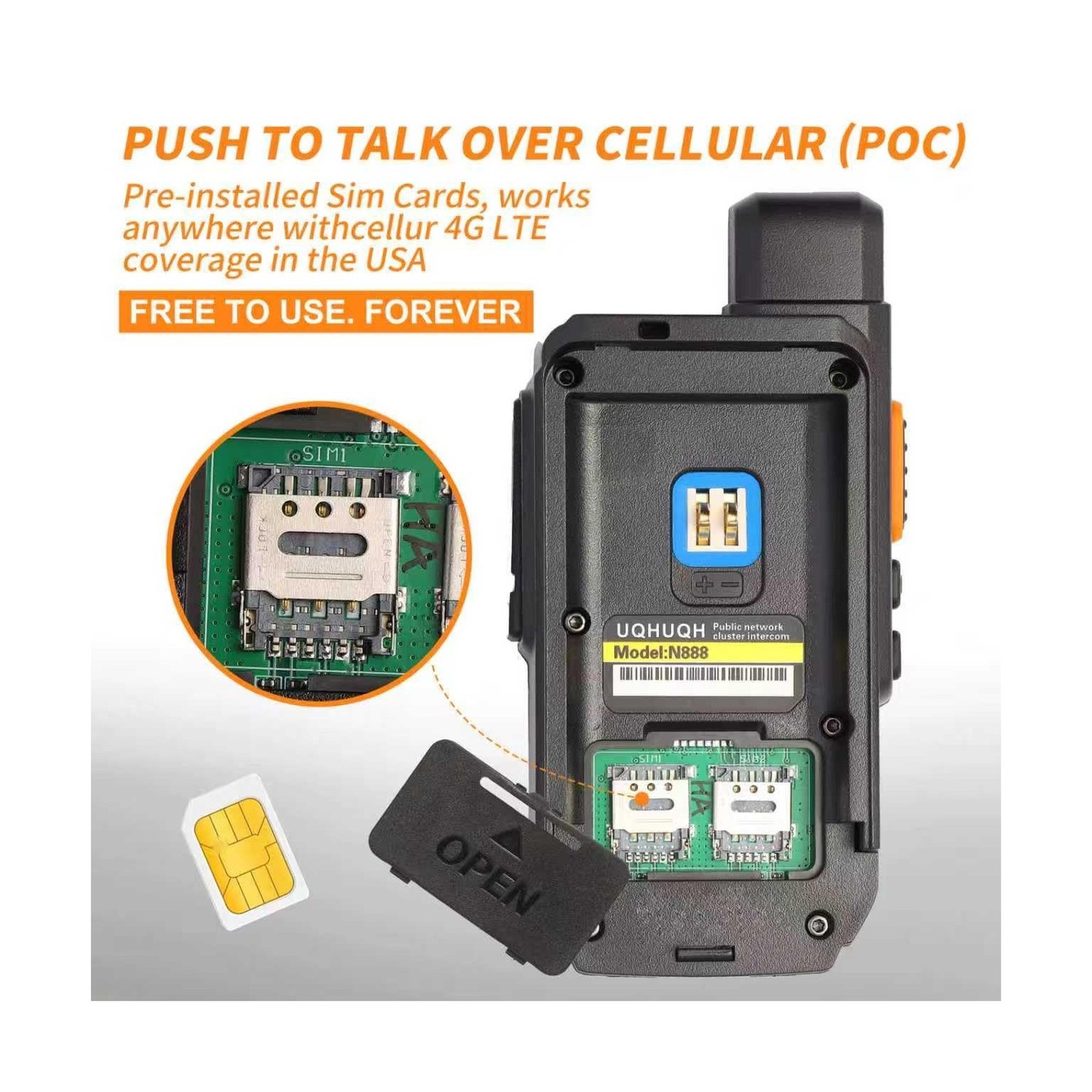 Nationwide 4G LTE Walkie Talkies with Lifetime Free Service & SIM Cards-Unlim…