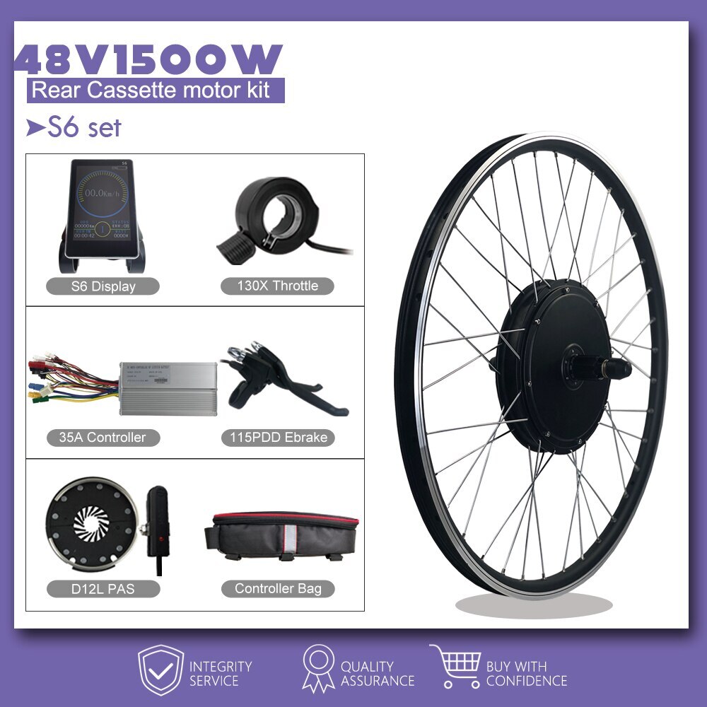 48V 1500W Electric Bicycle Conversion Kit Rear Cassette Wheel Hub Motor