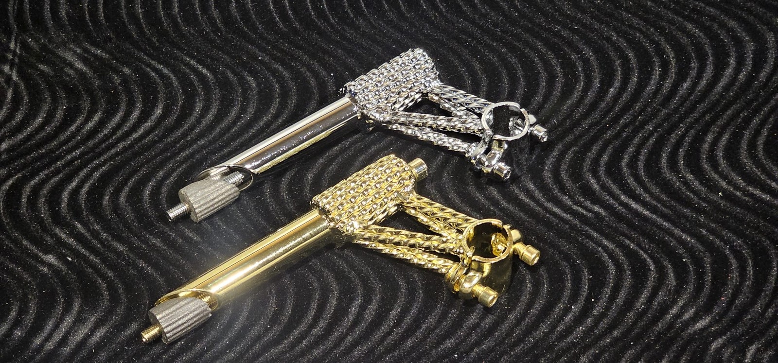 OG LOWRIDER CLASSIC MINI SQUARE TWISTED BICYCLE STEM 22.2MM CHROME OR GOLD
