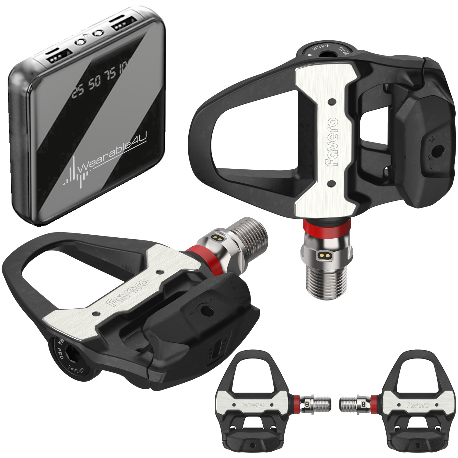 Favero Assioma PRO RS-2 Dual Side Power Meter Pedals with Power Bank Bundle