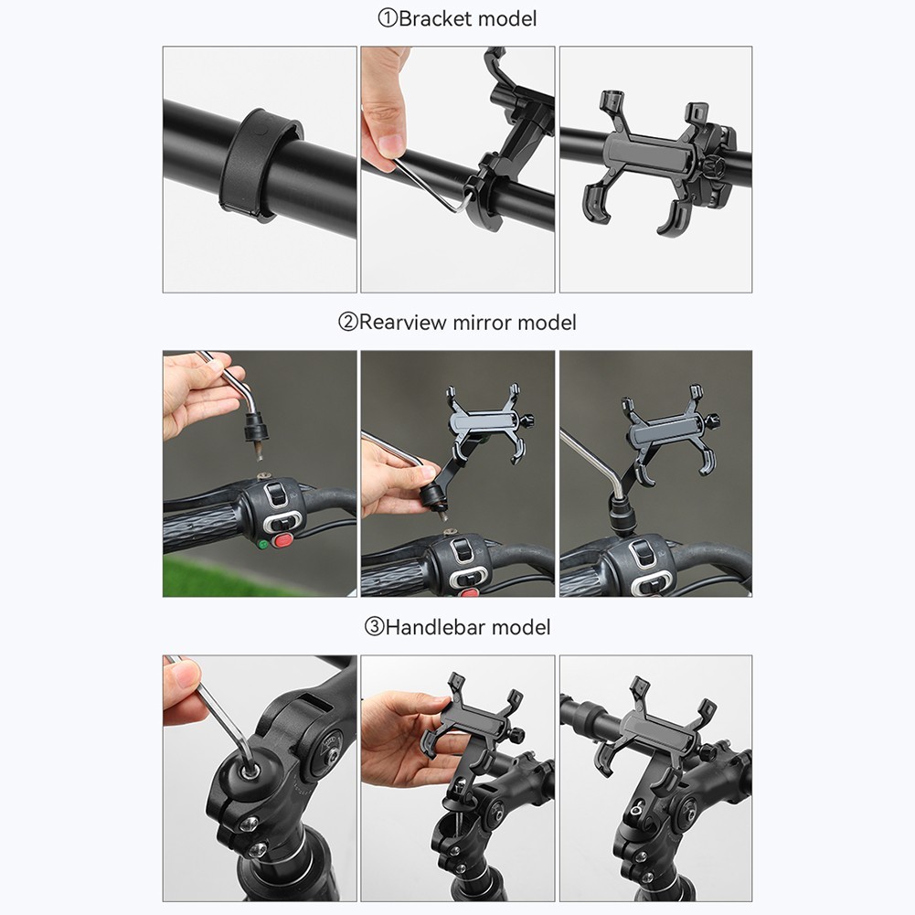 Motorcycle Phone Holder Sturdy Aluminum Alloy Adjustable Viewing Angle