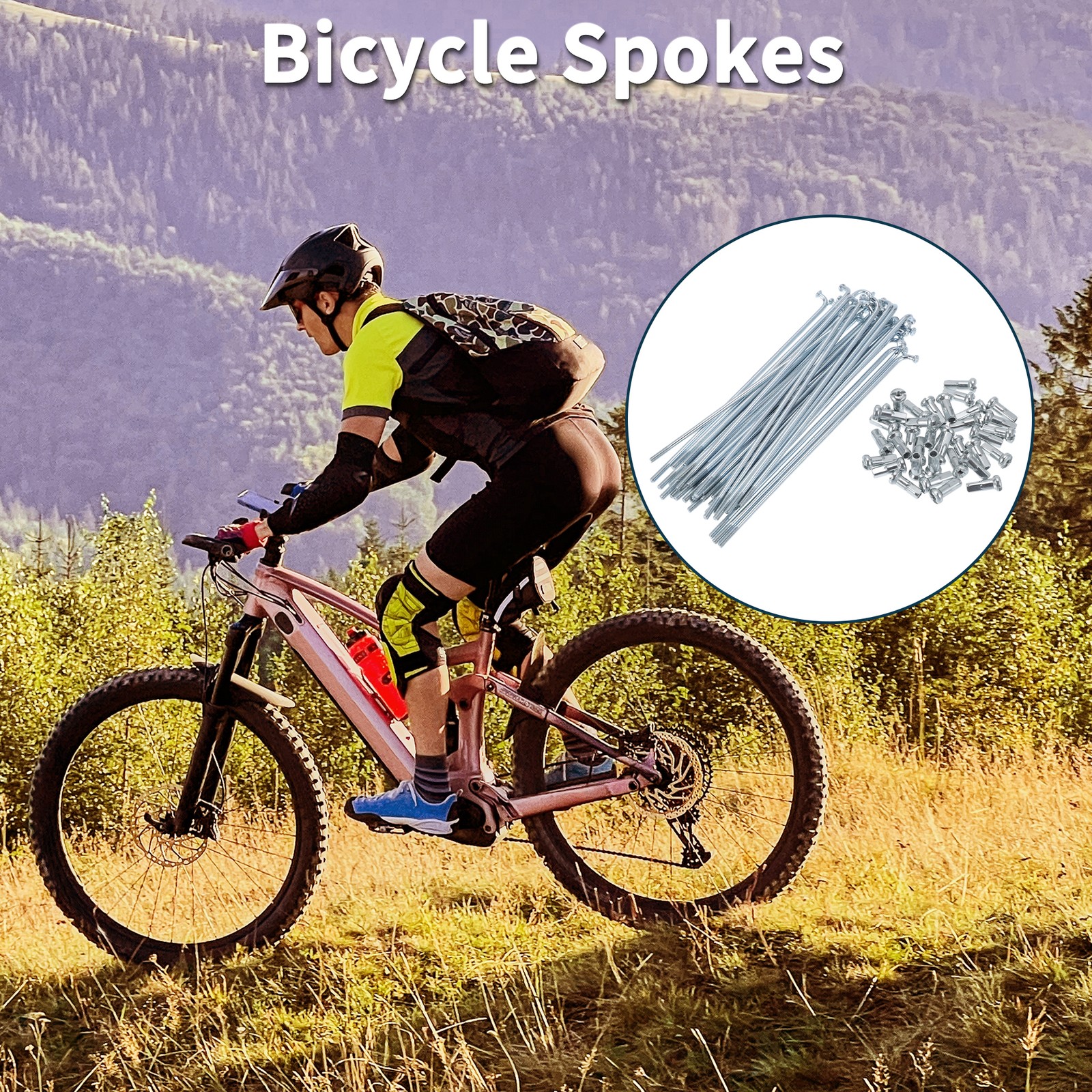 1 Set 13G 114mm Galvanized Steel 45 Universal Nipple Bike Spokes