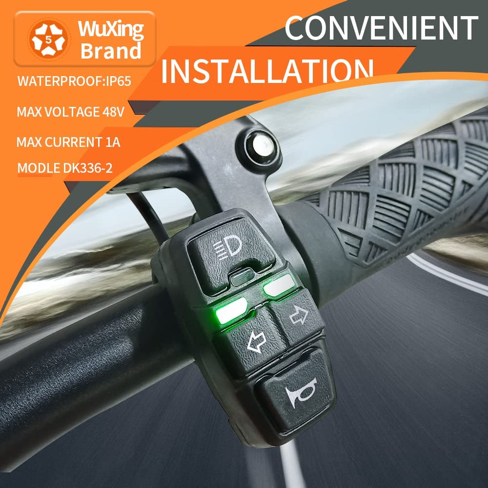 WUXING DK336 Electric Bike Scooter Light Switch 24V/36V/48V/60V/72V Ebike Lam…
