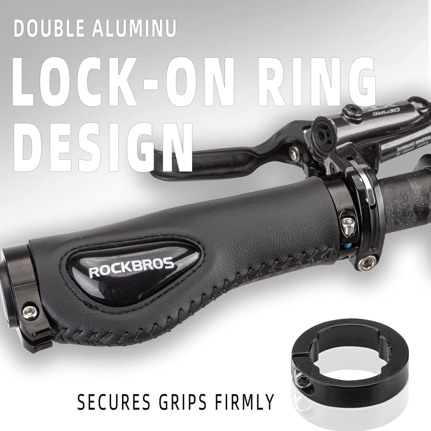 ROCKBROS Bike Handle Grips Ergonomics Design Soft Gel Dual Lock 22.2mm, black