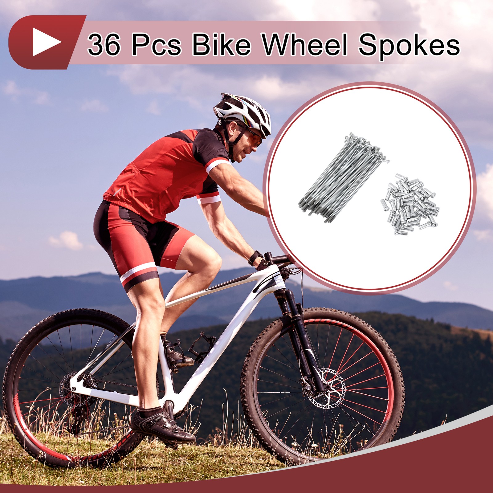 36 Set 13G Bicycle Spokes 89mm Bike Wheel Spokes 45 Steel Galvanized Silver Tone