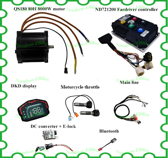 QS180 90H 8KW Mid Drive Motor For Electric Motorcycle with ND721200 Controller.