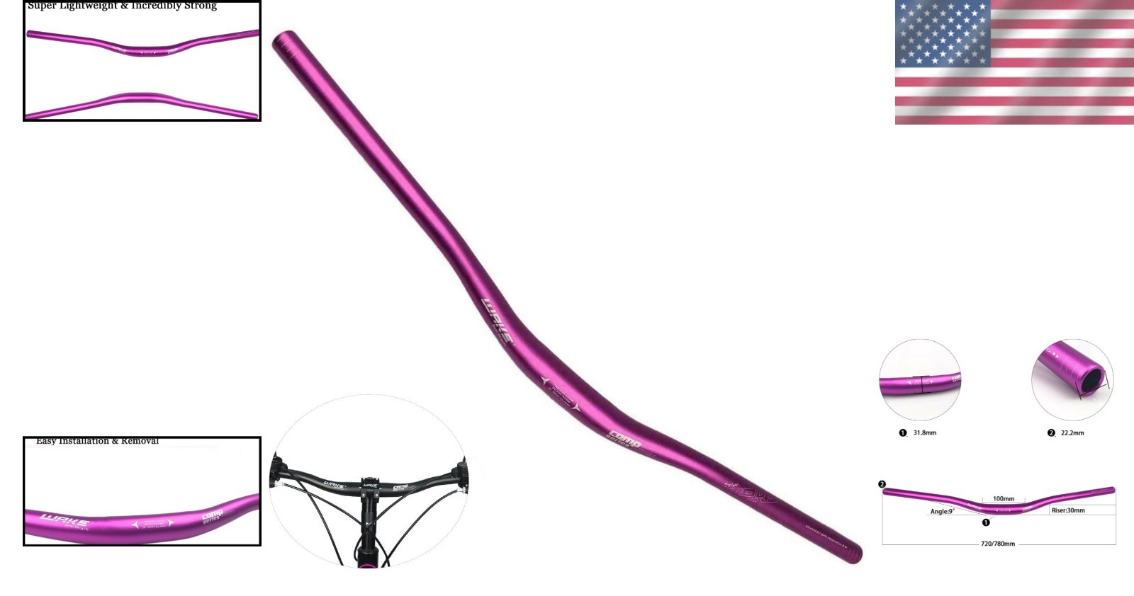 31.8mm MTB Riser Handlebar 780mm – Lightweight Aluminum for Off-Road Adventures