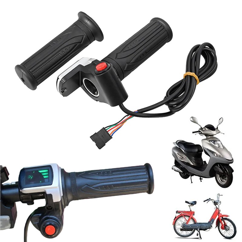 36V 48V E-Bike Throttle Accelerator Bicycle Grip Handlebar w/LED Display Scooter