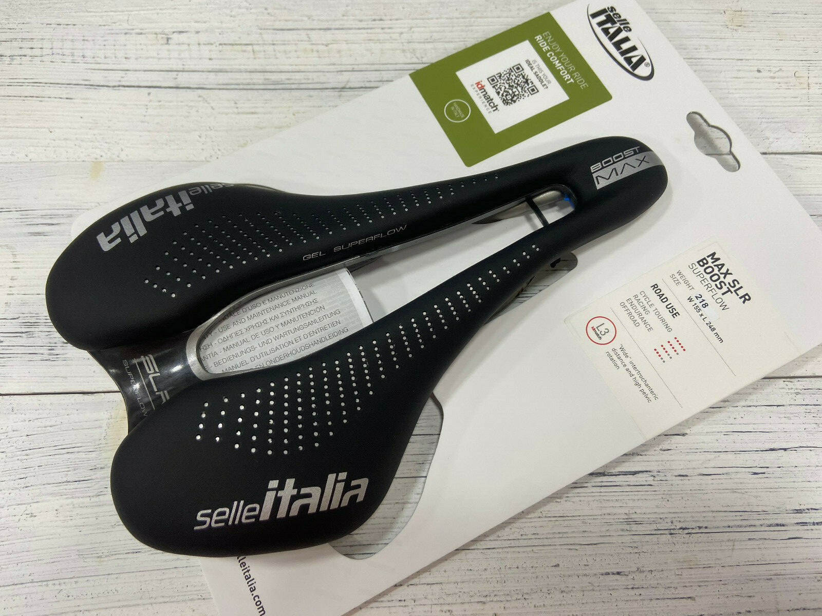Selle Italia MAX SLR Boost Gel Superflow 155x248mm TI316 Rail Road Saddle