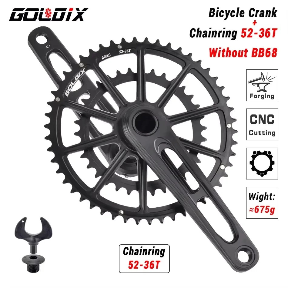 Ultralight Road Gravell Bike Crankset CNC Crank 165/170/175Mm 50-34T 52-36T 53-3