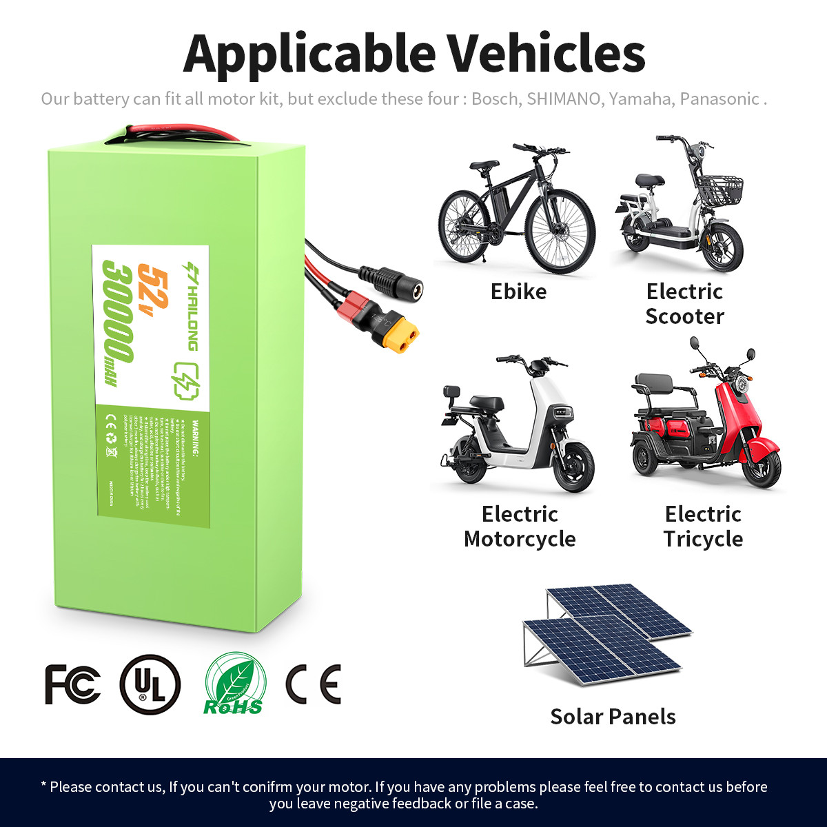 H HAILONG Battery 24V 36V 48V 52V 60V battery 12Ah 20Ah 30AH Bicycle Battery