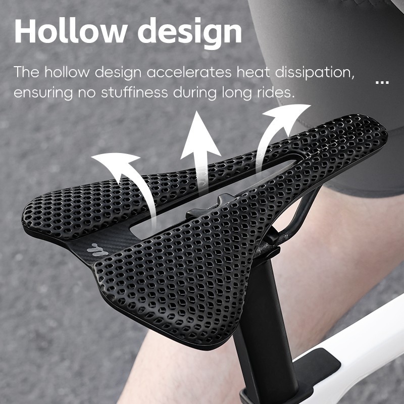 WEST BIKING 3D Printed Bicycle Saddle Carbon Fiber Seat Bow Bike Saddle Cushion