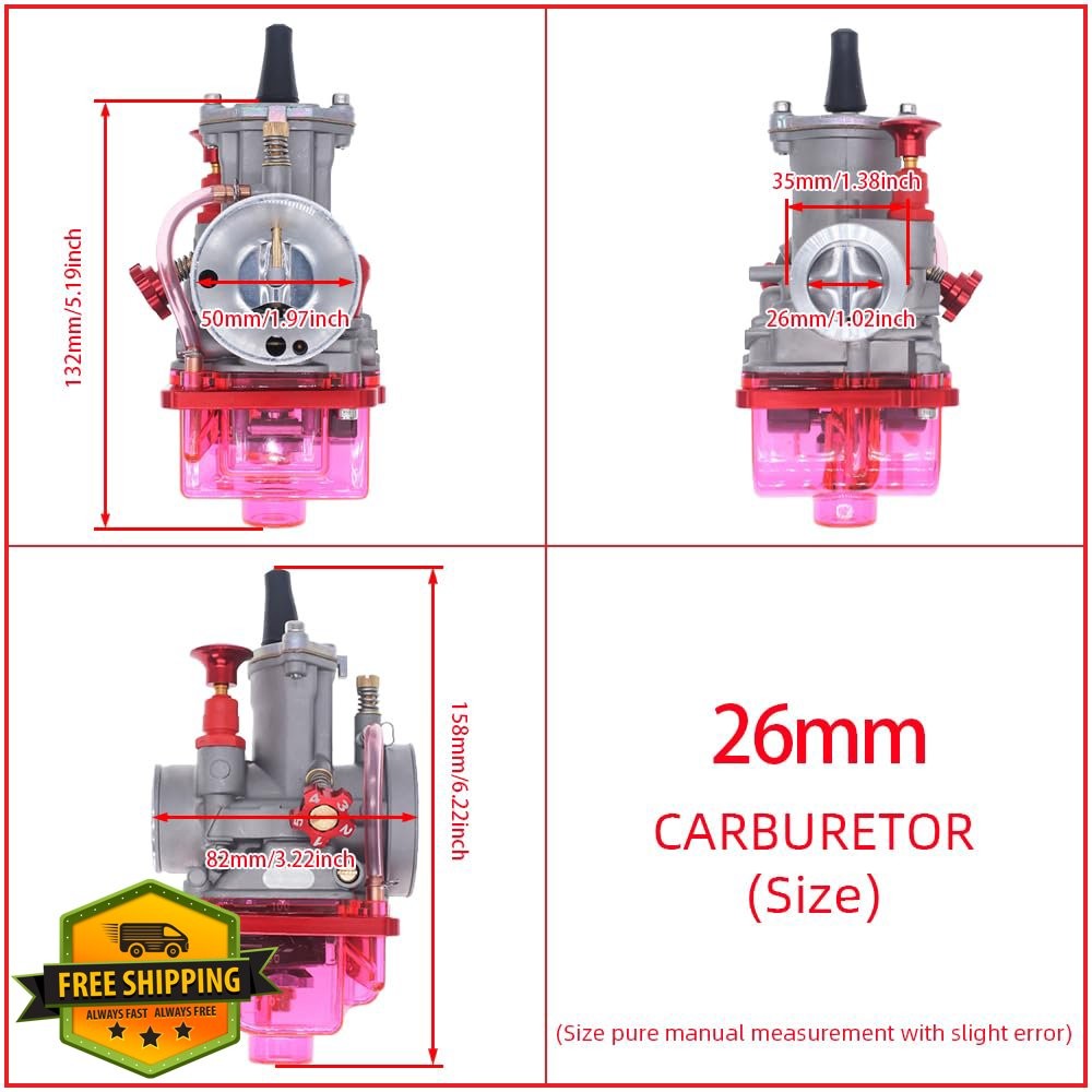AKSLGT 26mm Carburetor Red Float Bowl