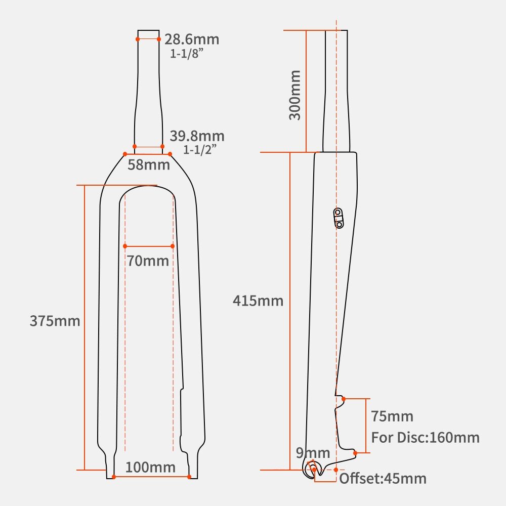 Carbon Fiber Mountain Bike Rigid Fork Disc Brake Tapered Tube Carbon MTB Fork