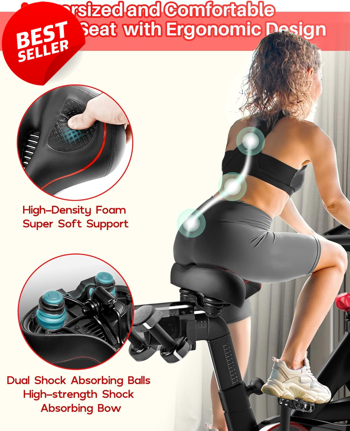 Oversized Bike Seat Cushion Extra Wide Comfort Saddle Peloton Road Electric – US