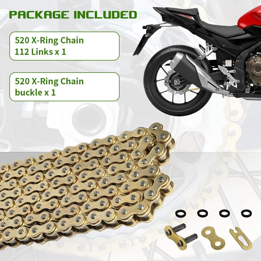 Gold 520 X-Ring Chain 112 Links – UniversalEnhanced Durability & 112