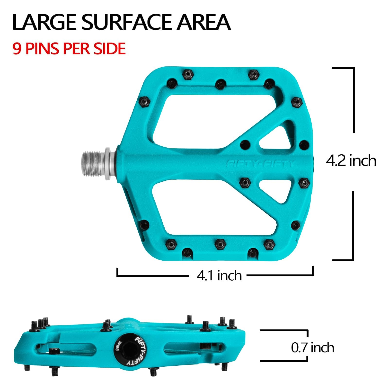 FIFTY-FIFTY Mountain Bike Pedals, Non-Slip MTB Nylon Composite, 9/16 Bicycle …