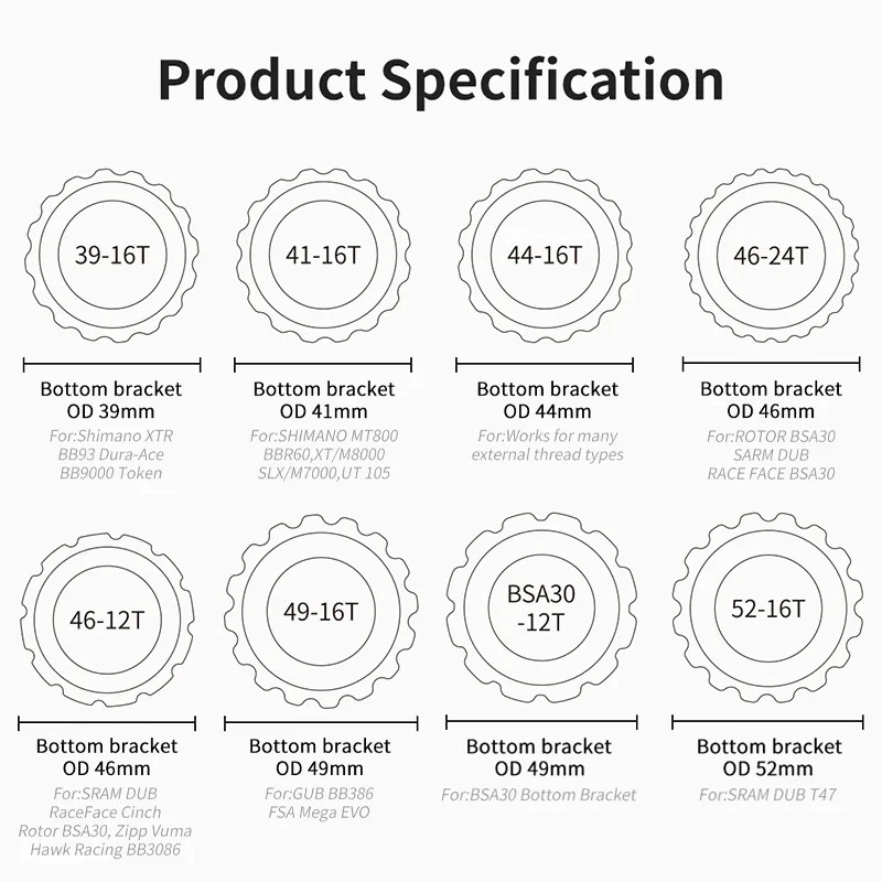 MTB Bottom Bracket Tool 39-52mm BB Wrench for Shimano SRAM Install Remover