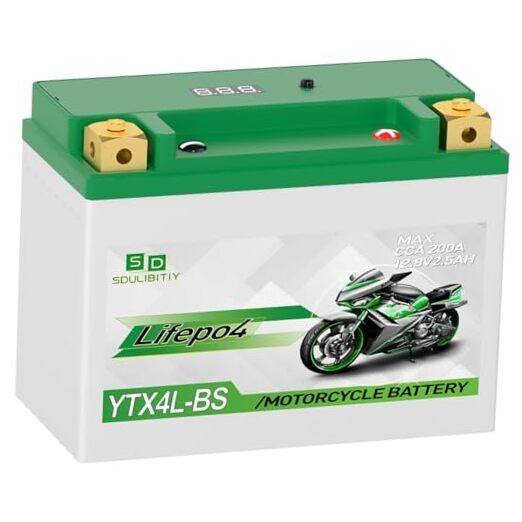 YTX4L-BS Lithium Motorcycle Battery LiFePO4 12V 2.5Ah 200CCA High YTX4L-2.5AH