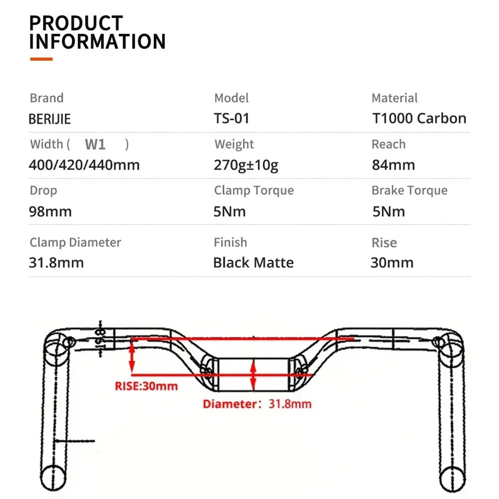 Full Carbon Gravel Bike Integrated Handlebar 30mm Rise 400mm 420mm 440mm Width