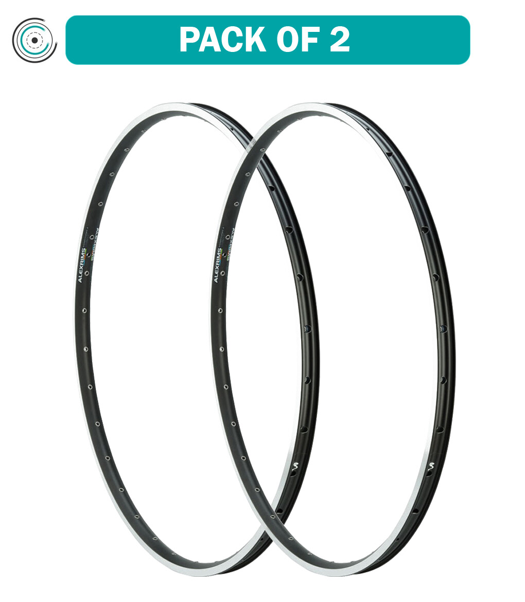Pack of 2 Alex Adventure 2 Rim TRS 700c 36h Black Silver Tubeless
