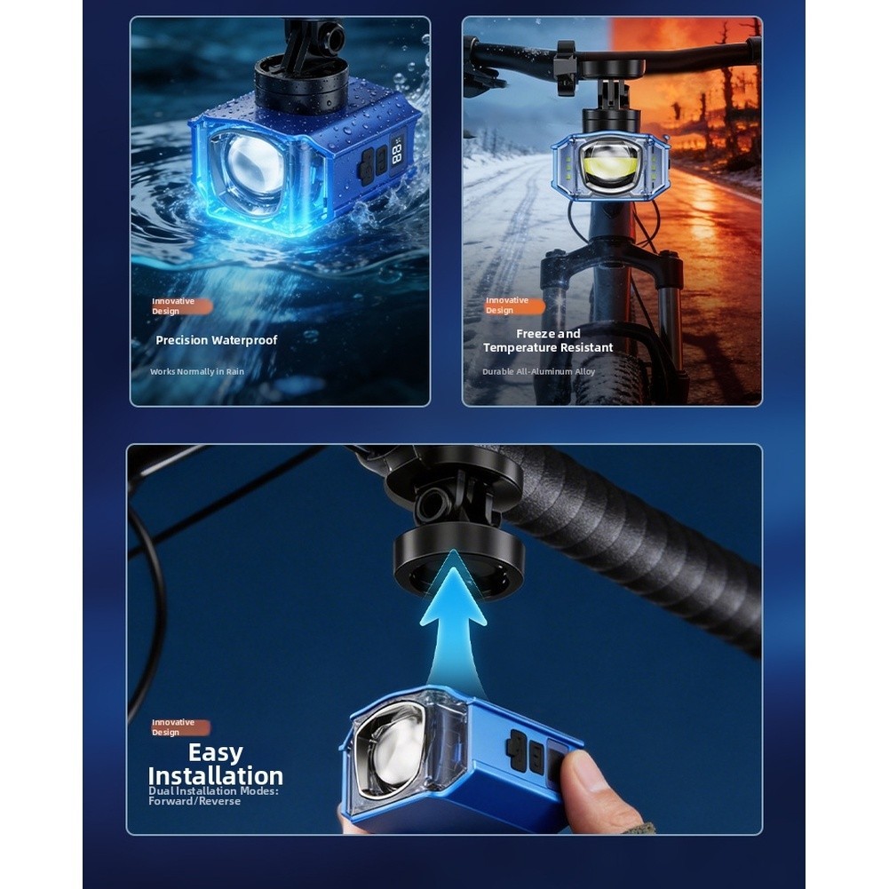 USB-C Powered Front Light for Bicycles Aluminum Body Remote Dual Light Control