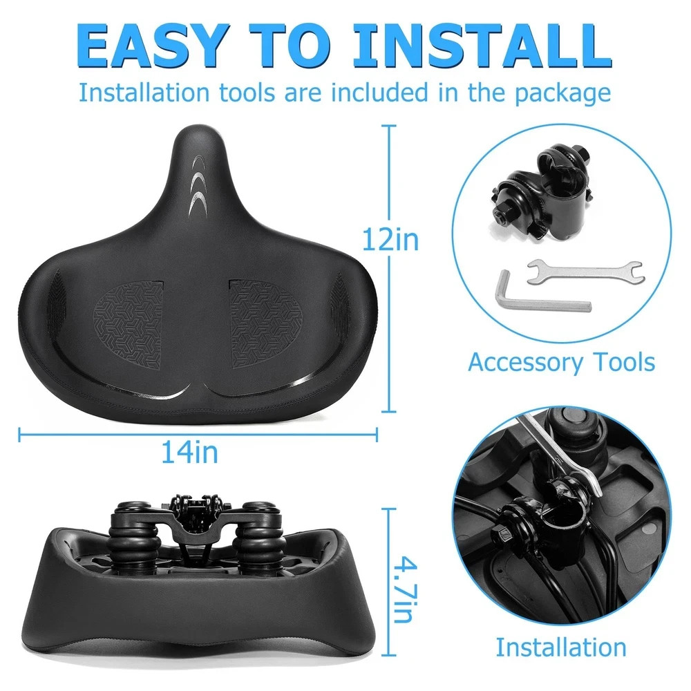 CDYWD Oversized Bike Seat for Men & Women Comfort Extra Wide Bicycle Seat
